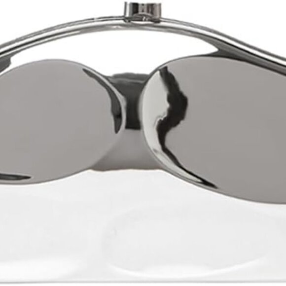 Elegant Silver Acrylic Clutch Purse with Chain - Perfect for Parties & Weddings - Picture 1 of 7